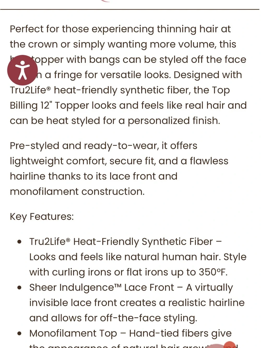 Raquel Welch Top Billing Topper- Hair you wear-Synthetic